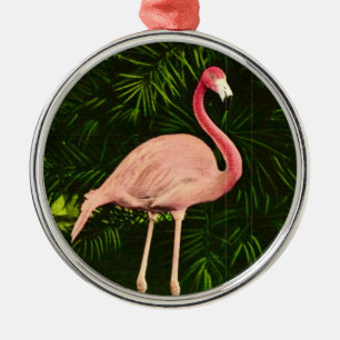 Elegant Pink Flamingo Metal Ornament