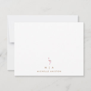 Elegant Pink Flamingo Modern Minimalist monogram  Card