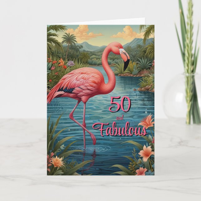 Elegant pink flamingo tropical paradise birthday invitation (Front)
