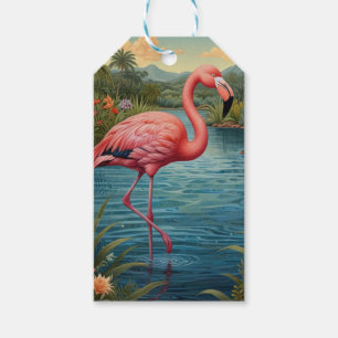 Elegant pink flamingo tropical paradise   gift tags