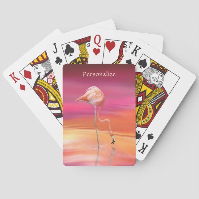 Elegant Pink Flamingo Watercolor Art Personalised Playing Cards (Back)