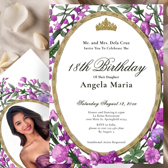 Elegant Pink Floral 18th Birthday Debut Invitation (Creator Uploaded)