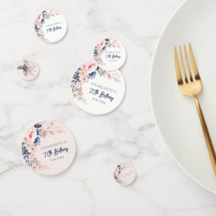 Elegant Pink Floral 70th Birthday Party Custom Confetti