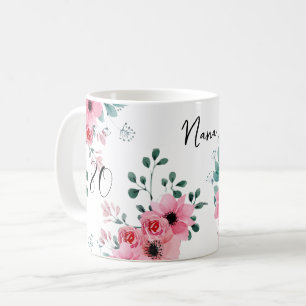 Elegant Pink Floral 80th Birthday Nana Coffee Mug