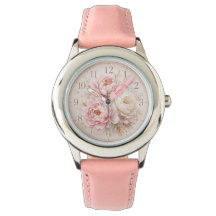 Elegant Pink Floral Aesthetic Women's Watch