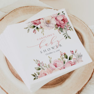 Elegant Pink Floral Baby In Bloom Girl Baby Shower Napkin