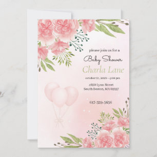 Elegant Pink Floral Baby Shower Invitation