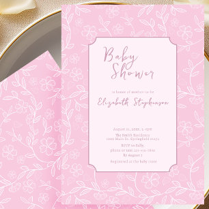 Elegant Pink Floral Baby Shower Invitation
