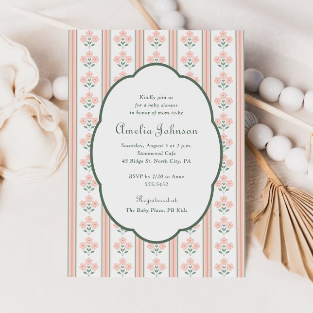 Elegant Pink Floral Baby Shower Invitation (Creator Uploaded)