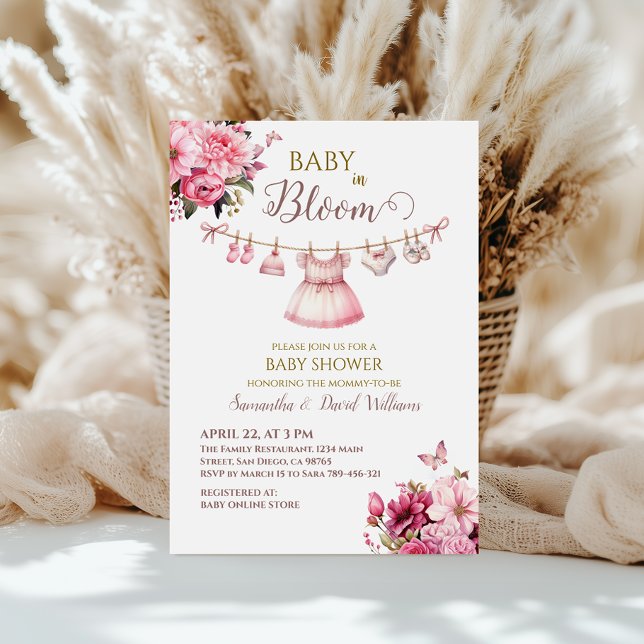 Elegant Pink Floral Baby Shower Invitation (Creator Uploaded)