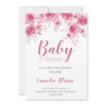 Elegant Pink Floral Baby Shower Invitation Card