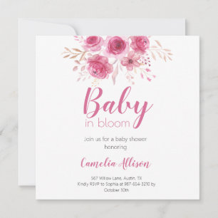 Elegant Pink Floral Baby Shower Invitation Card