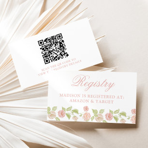 Elegant Pink Floral Baby Shower Registry  Enclosure Card