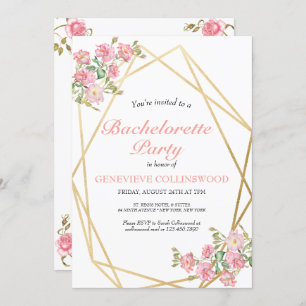 Elegant Pink Floral Bachelorette Party Invitation