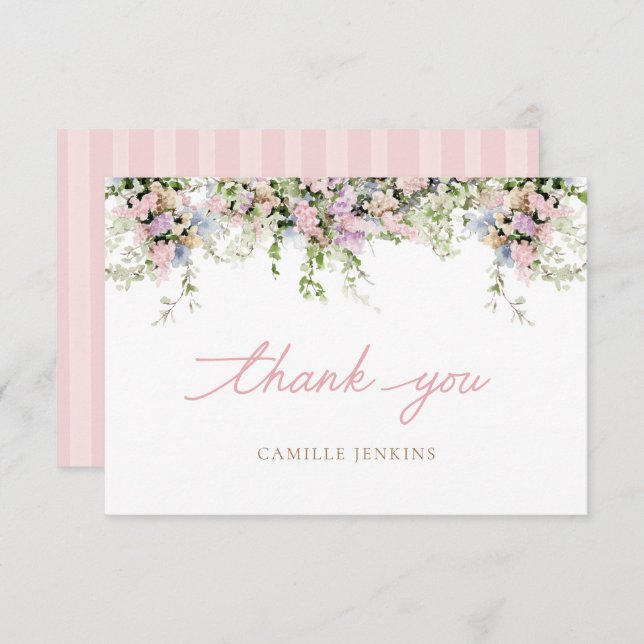 Elegant Pink Floral Bay Shower Thank you (Front/Back)