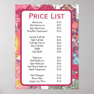 Elegant pink Floral Beauty Salon Menu  Poster