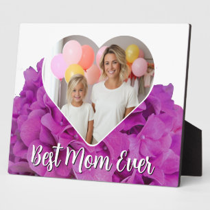 Elegant pink floral Best Mum Ever photo template Plaque