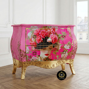Elegant Pink Floral Birdcage Hat Decoupage Tissue Paper