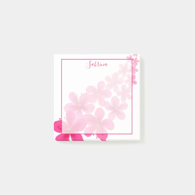 Elegant Pink Floral Blossom Post-it Notes (Front)