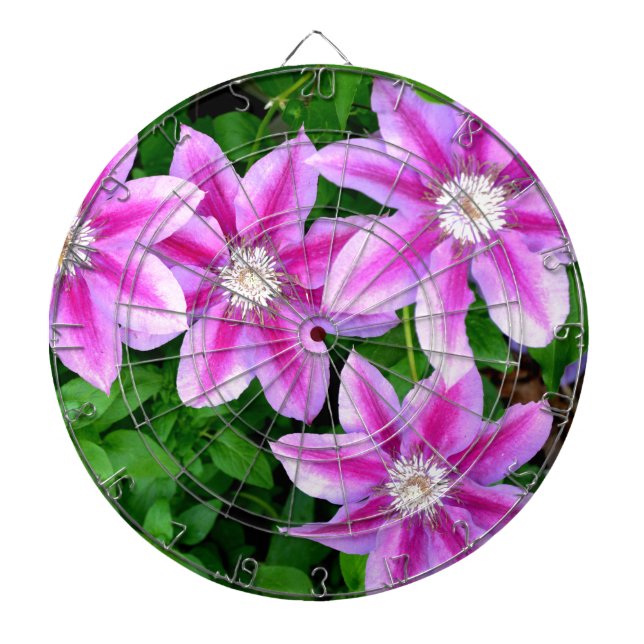 Elegant pink floral boho greenery dartboard (Front)