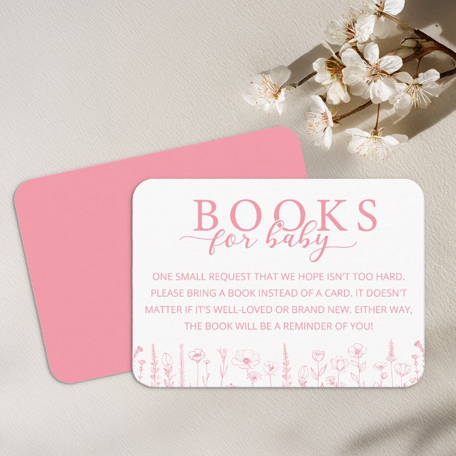 Elegant Pink Floral Books for Baby Card (Books for Baby - Pink)