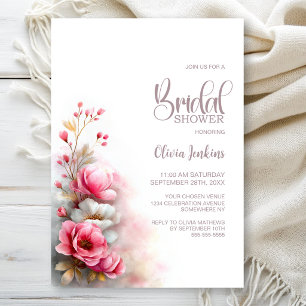Elegant Pink Floral Bridal Shower Invitation