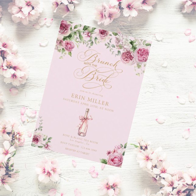 Elegant Pink Floral Bridal Shower Invitation (Creator Uploaded)