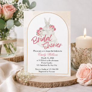 Elegant Pink Floral Bridal Shower Invitation
