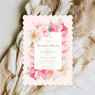 Elegant Pink Floral Bridal Shower Invitation