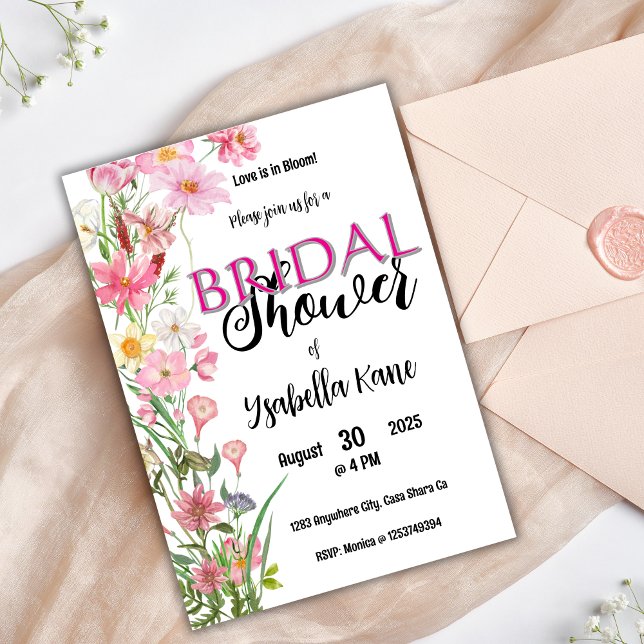 Elegant Pink Floral Bridal Shower Invitation  (Creator Uploaded)