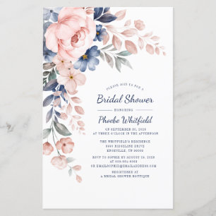 Elegant Pink Floral Bridal Shower Invitation