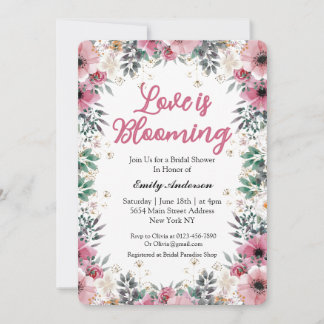 Elegant Pink Floral Bridal Shower Invitation