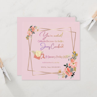 Elegant Pink Floral Bridal Shower Invitation | Mod