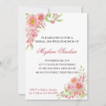 Elegant Pink Floral Bridal Shower Invites