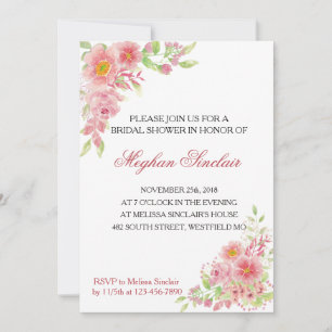 Elegant Pink Floral Bridal Shower Invites