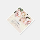 Elegant Pink Floral Bridal Shower Paper Napkin (Corner)