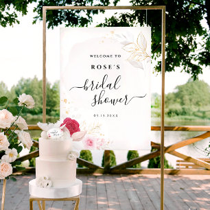 Elegant Pink Floral Bridal Shower Welcome Poster