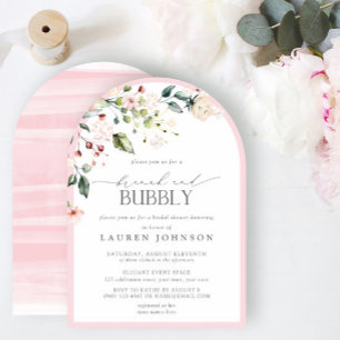 Elegant Pink Floral Brunch & Bubbly Bridal Shower Invitation
