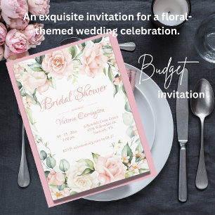 Elegant Pink Floral Budget Wedding Bridal Shower