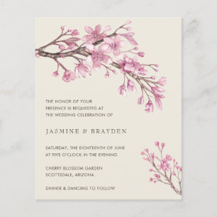 Elegant Pink Floral Budget Wedding Invitation Flyer