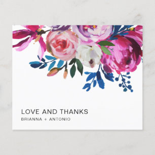 Elegant Pink Floral Budget Wedding Thank You Card