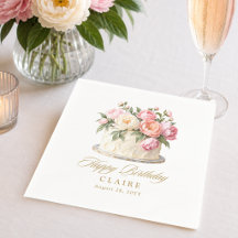 Elegant Pink Floral Cake Feminine Birthday Party