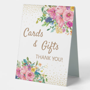 Elegant Pink Floral Cards Gifts Baby Shower Table 