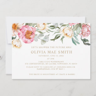Elegant Pink Floral Champagne Bridal Shower  Invitation