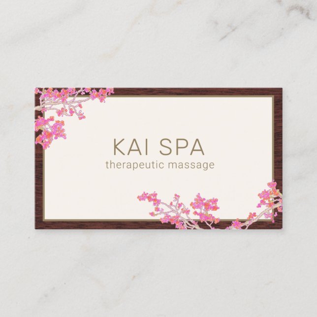  Elegant Pink Floral Cherry Blossoms Business Card (Front)