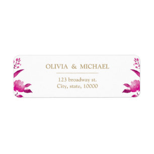 Elegant pink floral Chinoiserie return address Label