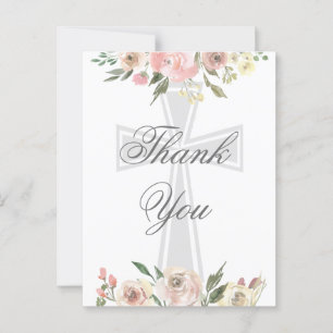 Elegant Pink Floral Christian Custom Thank You Postcard