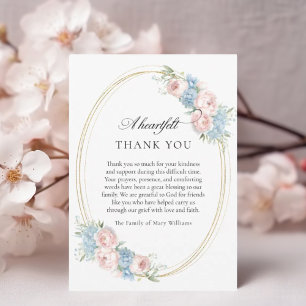 Elegant Pink Floral Christian Funeral Thank You Card