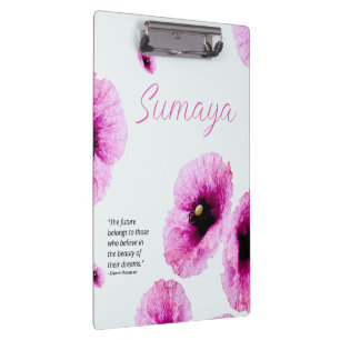 Elegant Pink Floral Clipboard Customisable