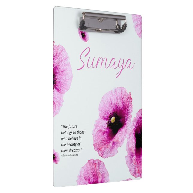 Elegant Pink Floral Clipboard Customisable (Right)